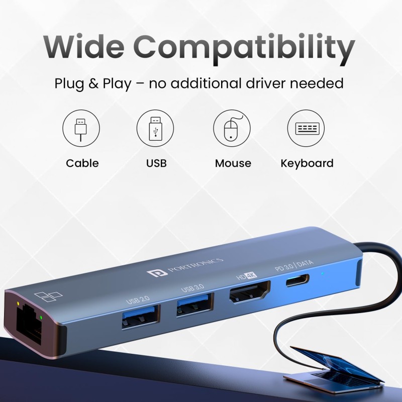 Portronics Mport 51 5-in-1 Type C HUB Portronics Mport 51 5-in-1 Type C HUB
