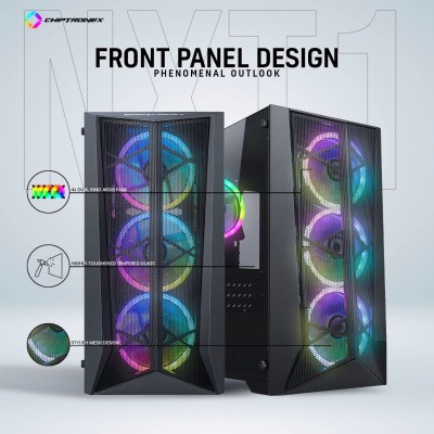 CHIPTRONEX NXT1 MESH Mid Tower ATX Gaming Computer case with 4x120mm Dual Ring ARGB Fan, MB Sync, Supports