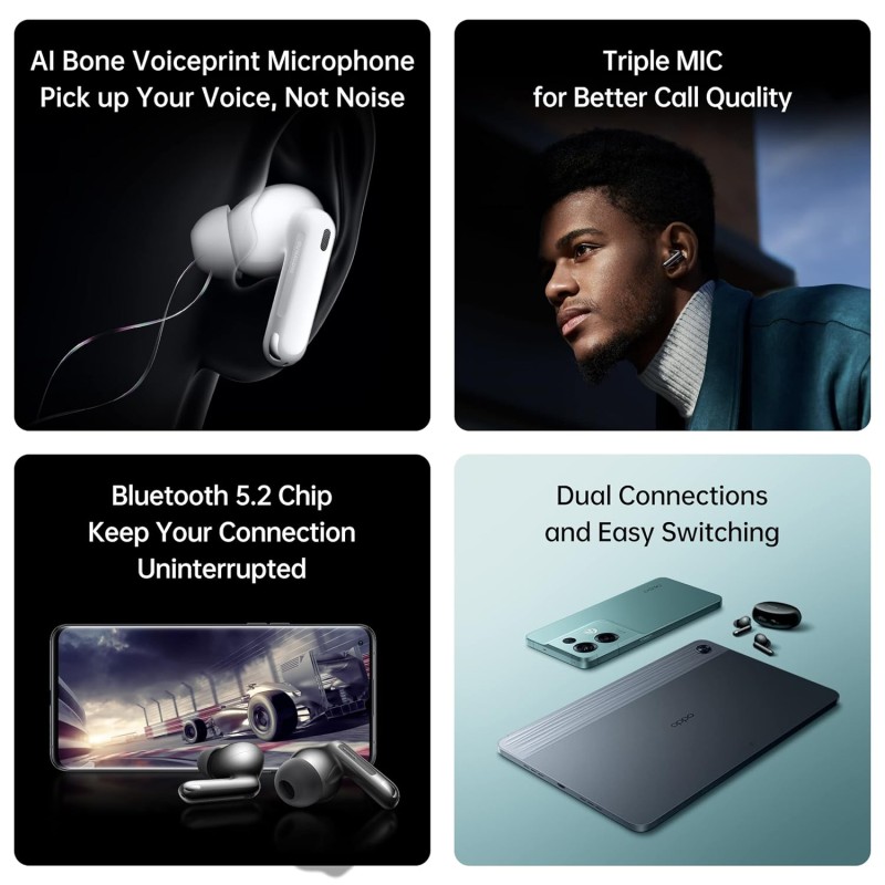 Oppo Enco X2 with Active Noise Cancellation, Triple Mic for Better Calls, Coaxial Dual-Driver for Deep bass Bluetooth Headset (Black) Oppo Enco X2 with Active Noise Cancellation, Triple Mic for Better Calls, Coaxial Dual-Driver for Deep bass Bluetooth Headset (Black)
