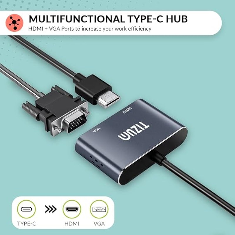 Tizum USB C Hub (2-in-1) Portable Multiport Adapter/Connector, Type C USB Hub to 4K HDMI (Grey) Tizum USB C Hub (2-in-1) Portable Multiport Adapter/Connector, Type C USB Hub to 4K HDMI (Grey)