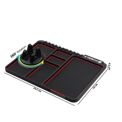 HUMBLE Silicone Car Dashboard Mat with 360 Degrees Rotating Phone Holder,Coin & Key Slot, Anti-Slip Mat with Parking Numbers (Black) HUMBLE Silicone Car Dashboard Mat with 360 Degrees Rotating Phone Holder,Coin & Key Slot, Anti-Slip Mat with Parking Numbers (Black)