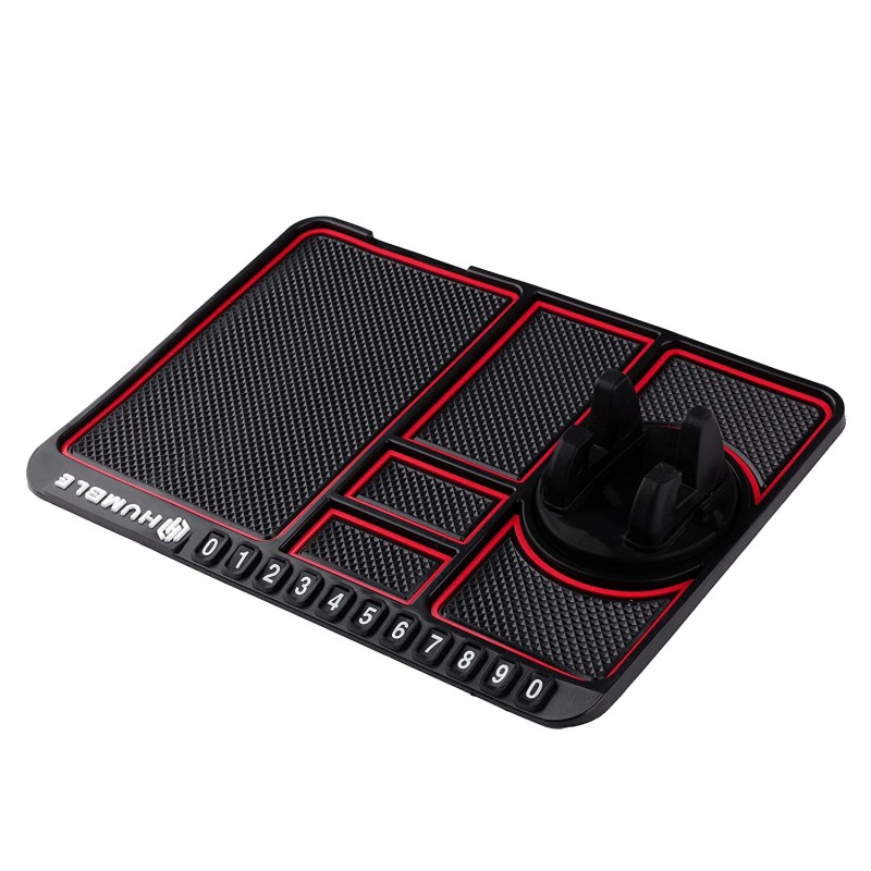 HUMBLE Silicone Car Dashboard Mat with 360 Degrees Rotating Phone Holder,Coin & Key Slot, Anti-Slip Mat with Parking Numbers (Black) HUMBLE Silicone Car Dashboard Mat with 360 Degrees Rotating Phone Holder,Coin & Key Slot, Anti-Slip Mat with Parking Numbers (Black)