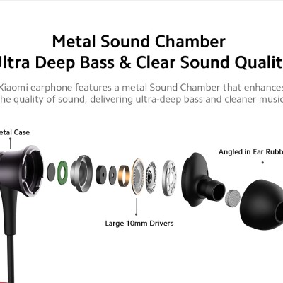 Xiaomi Wired in-Ear Earphones with Mic, Ultra Deep Bass & Metal Sound Chamber (Red)