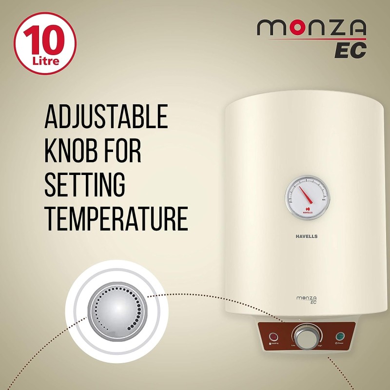 Havells Monza EC 15 L Storage Water Heater, Metallic Body, 2000 W, Free Flexi Pipe and Free Installation Havells Monza EC 15 L Storage Water Heater, Metallic Body, 2000 W, Free Flexi Pipe and Free Installation