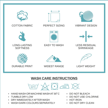 Bella Casa, Double Bedsheet Set with 2 Pillow Covers 100% Cotton - ORBIT Bella Casa, Double Bedsheet Set with 2 Pillow Covers 100% Cotton - ORBIT