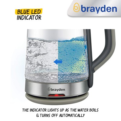 Brayden Aquo 10 Electric Glass Kettle1.8 Litre | Led Indicator | Tea, Soup & Multipurpose | Auto Shut Off | Boil Dry Protection | Transparent Borosilicate Glass Body (1500 Watts,Grey) Brayden Aquo 10 Electric Glass Kettle1.8 Litre | Led Indicator | Tea, Soup & Multipurpose | Auto Shut Off | Boil Dry Protection | Transparent Borosilicate Glass Body (1500 Watts,Grey)