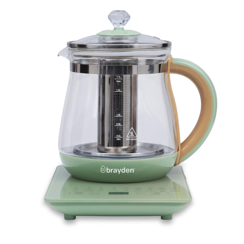 Brayden Aquo 11 Smart Electric Glass Kettle | 20 Preset menus | Milk, Tea Infuser, Soup & Multipurpose | Auto Shut Off | Boil Dry Protection | Borosilicate Glass Body (800W, 1.7 Ltr, Olive Green) Brayden Aquo 11 Smart Electric Glass Kettle | 20 Preset menus | Milk, Tea Infuser, Soup & Multipurpose | Auto Shut Off | Boil Dry Protection | Borosilicate Glass Body (800W, 1.7 Ltr, Olive Green)