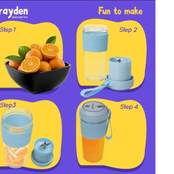 Brayden Fito Kup-Q Rechargeable Power Blender with 7.4V Motor,2400 mAh Li-ion battery & Break proof 450 ml Tritan jar with hold grip (Blue) Brayden Fito Kup-Q Rechargeable Power Blender with 7.4V Motor,2400 mAh Li-ion battery & Break proof 450 ml Tritan jar with hold grip (Blue)