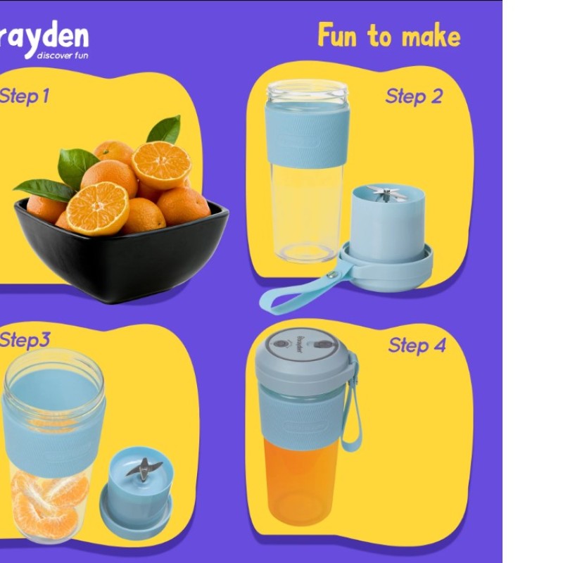 Brayden Fito Kup-Q Rechargeable Power Blender with 7.4V Motor,2400 mAh Li-ion battery & Break proof 450 ml Tritan jar with hold grip (Blue) Brayden Fito Kup-Q Rechargeable Power Blender with 7.4V Motor,2400 mAh Li-ion battery & Break proof 450 ml Tritan jar with hold grip (Blue)