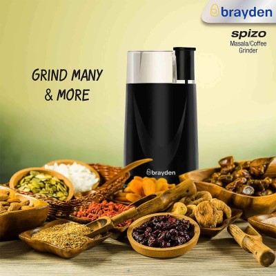 Brayden Spizo Multifunctional Grinder | Grind Turmeric, Masala & Coffee Grinder for Kitchen | Stainless Steel Blades | (Electric, Black, 50 Gm Capacity,150 Watts) Brayden Spizo Multifunctional Grinder | Grind Turmeric, Masala & Coffee Grinder for Kitchen | Stainless Steel Blades | (Electric, Black, 50 Gm Capacity,150 Watts)