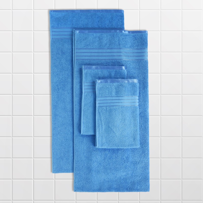 Cuddle Cotton Requisite 4 Pc Towel Set | 2 Bath Towels (70 x 147 cm) & 2 Hand Towels (40 x 60 cm), 400 GSM | 100% Pure Cotton| Azure blue