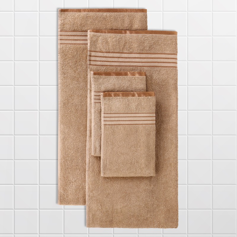 Cuddle Cotton Requisite 4 Pc Towel Set | 2 Bath Towels (70 x 147 cm) & 2 Hand Towels (40 x 60 cm), 400 GSM | 100% Pure Cotton| Beige brown