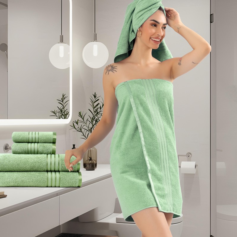 Cuddle Cotton Requisite 4 Pc Towel Set | 2 Bath Towels (70 x 147 cm) & 2 Hand Towels (40 x 60 cm), 400 GSM | 100% Pure Cotton| Emerald green
