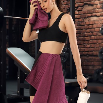 Cuddle Cotton Requisite 4 Pc Towel Set | 2 Bath Towels (70 x 147 cm) & 2 Hand Towels (40 x 60 cm), 400 GSM | 100% Pure Cotton| Merlot red