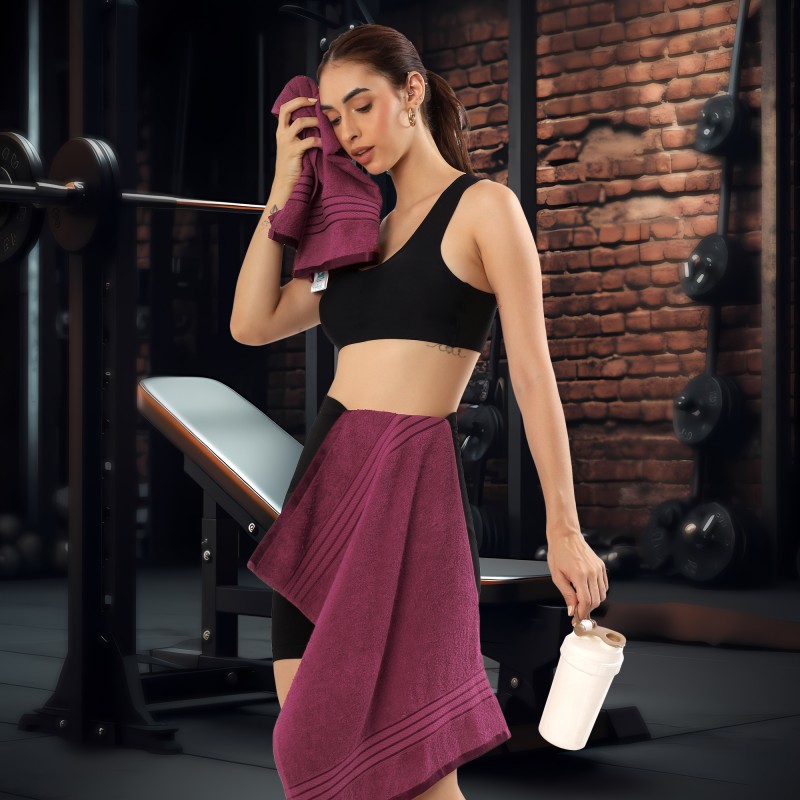 Cuddle Cotton Requisite 4 Pc Towel Set | 2 Bath Towels (70 x 147 cm) & 2 Hand Towels (40 x 60 cm), 400 GSM | 100% Pure Cotton| Merlot red