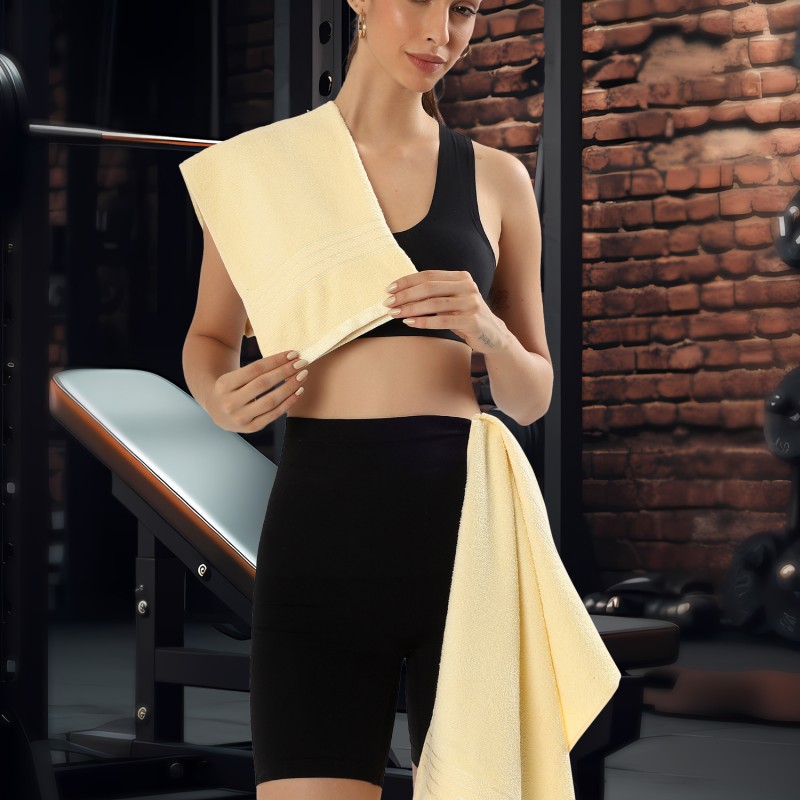 Cuddle Cotton Requisite 4 Pc Towel Set | 2 Bath Towels (70 x 147 cm) & 2 Hand Towels (40 x 60 cm), 400 GSM | 100% Pure Cotton| Sunshine Yellow 