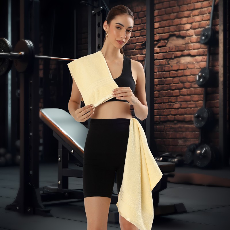 Cuddle Cotton Requisite 4 Pc Towel Set | 2 Bath Towels (70 x 147 cm) & 2 Hand Towels (40 x 60 cm), 400 GSM | 100% Pure Cotton| Sunshine Yellow 