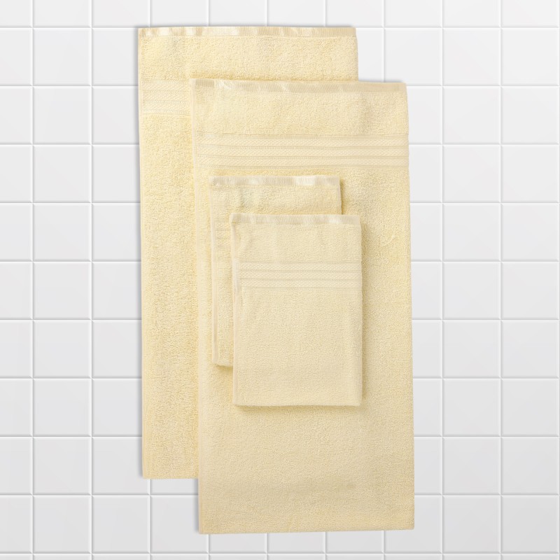 Cuddle Cotton Requisite 4 Pc Towel Set | 2 Bath Towels (70 x 147 cm) & 2 Hand Towels (40 x 60 cm), 400 GSM | 100% Pure Cotton| Sunshine Yellow 