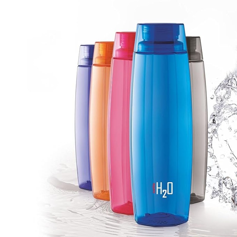 Cello H2O Octa 1 Litre Water Bottle, Orange - Plastic Cello H2O Octa 1 Litre Water Bottle, Orange - Plastic
