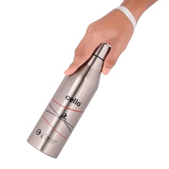 Cello Refresh Stainless Steel Bottle, 500ml, Set of 1, Silver