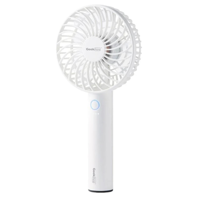 Geek Aire GF1 Portable Fan | 1 Year Warranty | 2600 mAh Battery, Mini Fan Portable, Rechargeable Fan, Mini Fan, Charging Fan, Hand Fan, Table Fan, High Speed, USB Fan with 3 Speed Options -WHITE