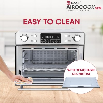 Geek Airocook Digix 30L Electric Air Fryer Oven|Digital Display|12 Preset Menu-Toast,Bake,Grill,Air Fry,Rotisserie,Dehydration&Reheat|7 Accessories(Stainless Steel,Silver,1700W)30 Liter Geek Airocook Digix 30L Electric Air Fryer Oven|Digital Display|12 Preset Menu-Toast,Bake,Grill,Air Fry,Rotisserie,Dehydration&Reheat|7 Accessories(Stainless Steel,Silver,1700W)30 Liter