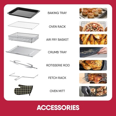 Geek Airocook Digix 30L Electric Air Fryer Oven|Digital Display|12 Preset Menu-Toast,Bake,Grill,Air Fry,Rotisserie,Dehydration&Reheat|7 Accessories(Stainless Steel,Silver,1700W)30 Liter Geek Airocook Digix 30L Electric Air Fryer Oven|Digital Display|12 Preset Menu-Toast,Bake,Grill,Air Fry,Rotisserie,Dehydration&Reheat|7 Accessories(Stainless Steel,Silver,1700W)30 Liter