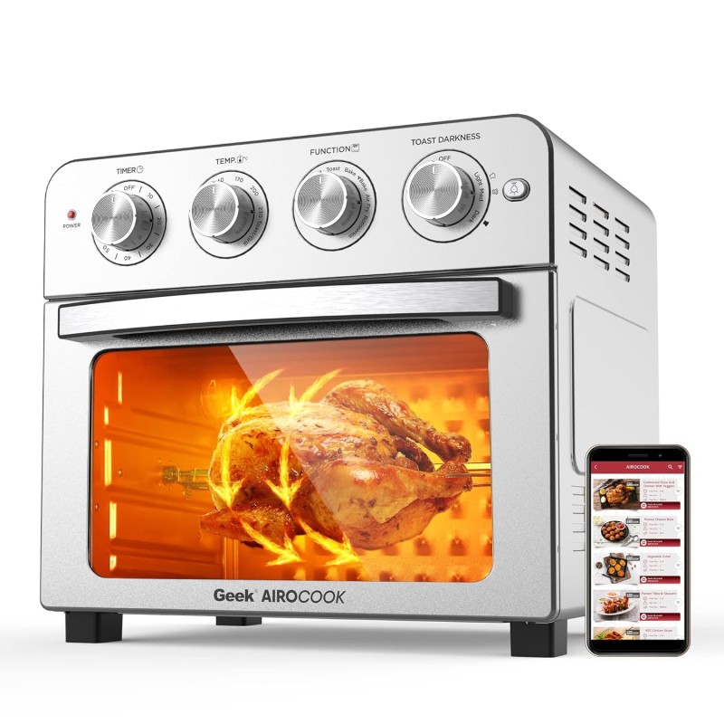 Geek AiroCook Iris Plus 23 Litre Electric Air Fryer Oven | 8 Preset Functions - Toast, Bake, Grill, Air Fry, Rotisserie & Warming | Recipe Book with 7 Accessories (1700W) Geek AiroCook Iris Plus 23 Litre Electric Air Fryer Oven | 8 Preset Functions - Toast, Bake, Grill, Air Fry, Rotisserie & Warming | Recipe Book with 7 Accessories (1700W)