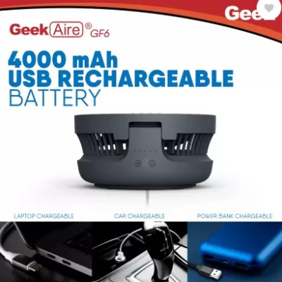 Geek Aire GF6 8-inch Foldable, 4000 mAh USB rechargeable, Night light 700 mm 3 Blade Table Fan