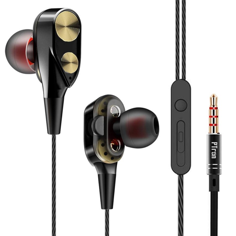PTron Boom 2 4D Earphone Deep Bass Stereo Sport Wired Headphone with 3.5mm Jack for All Smartphones (Black/Gold) PTron Boom 2 4D Earphone Deep Bass Stereo Sport Wired Headphone with 3.5mm Jack for All Smartphones (Black/Gold)