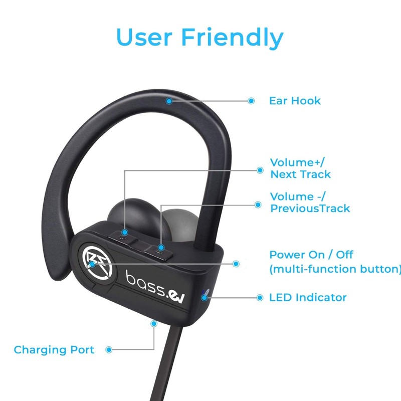 Bass Evolution 2019 Design Hexa Bluetooth 5.0 Wireless Sports Earphones with Mic (Black) Bass Evolution 2019 Design Hexa Bluetooth 5.0 Wireless Sports Earphones with Mic (Black)