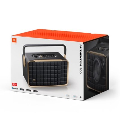 JBL Authentics 300, Portable Smart Home Wifi Speaker & Music Streaming,Upto 8Hrs Playtime, Voice Assist & Bluetooth Connectivity,Automatic Calibration,Compatible with Google Home & Alexa, Retro Design