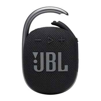 JBL Clip 4, Wireless Ultra Portable Bluetooth Speaker, Pro Sound, Integrated Carabiner, Vibrant Colors with Rugged Fabric Design, Dust & Waterproof, Type C (Without Mic, Black)