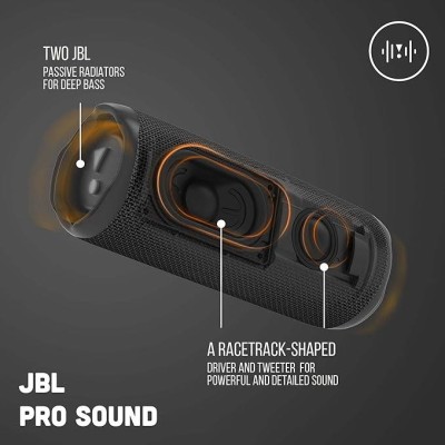 JBL Flip 6 Wireless Portable Bluetooth Speaker Pro Sound, Upto 12 Hours Playtime, IP67 Water & Dustproof, PartyBoost & Personalization App (Without Mic, Black) JBL Flip 6 Wireless Portable Bluetooth Speaker Pro Sound, Upto 12 Hours Playtime, IP67 Water & Dustproof, PartyBoost & Personalization App (Without Mic, Black)
