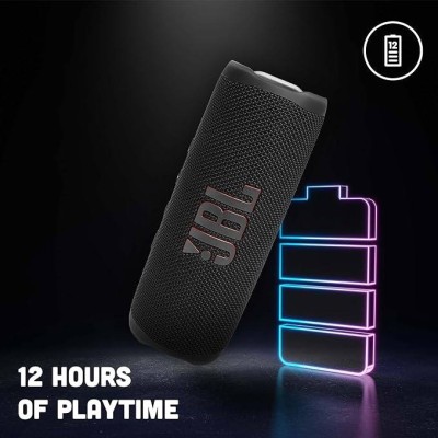 JBL Flip 6 Wireless Portable Bluetooth Speaker Pro Sound, Upto 12 Hours Playtime, IP67 Water & Dustproof, PartyBoost & Personalization App (Without Mic, Black) JBL Flip 6 Wireless Portable Bluetooth Speaker Pro Sound, Upto 12 Hours Playtime, IP67 Water & Dustproof, PartyBoost & Personalization App (Without Mic, Black)