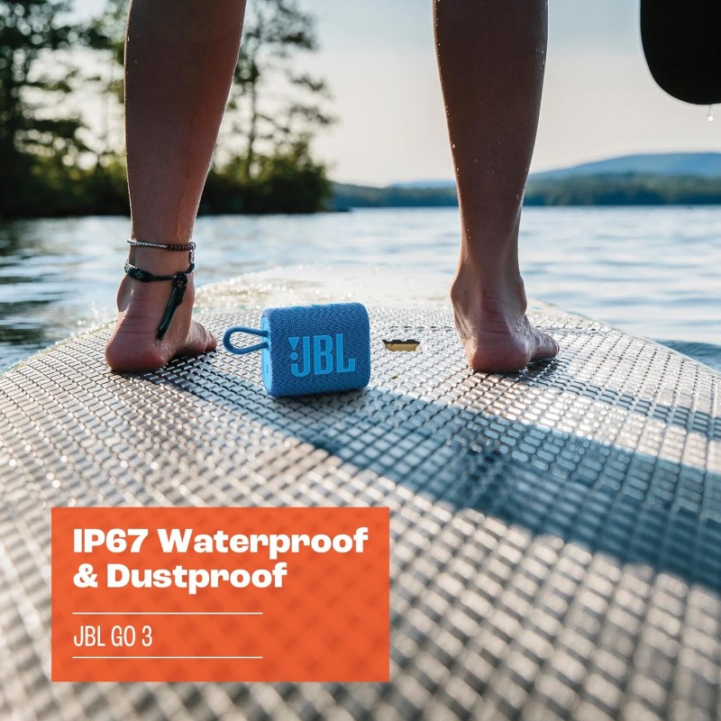 JBL Go 3 Eco: Portable Speaker with Bluetooth, Built-in Battery, Waterproof and Dustproof Feature - Blue JBL Go 3 Eco: Portable Speaker with Bluetooth, Built-in Battery, Waterproof and Dustproof Feature - Blue