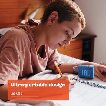 JBL Go 3 Eco: Portable Speaker with Bluetooth, Built-in Battery, Waterproof and Dustproof Feature - Blue JBL Go 3 Eco: Portable Speaker with Bluetooth, Built-in Battery, Waterproof and Dustproof Feature - Blue