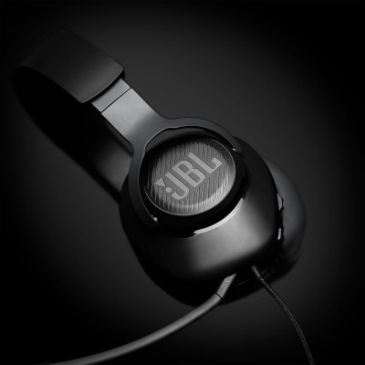 JBL Quantum 100 Wired Over Ear Gaming Headphones with Mic, 40mm Realistic Dynamic Drivers, Detachable Boom Mic, 1kHz Sensitivity, Memory Foam Cushioning, PC/Mobile/PS/Xbox/Nintendo/VR Compatible-Black