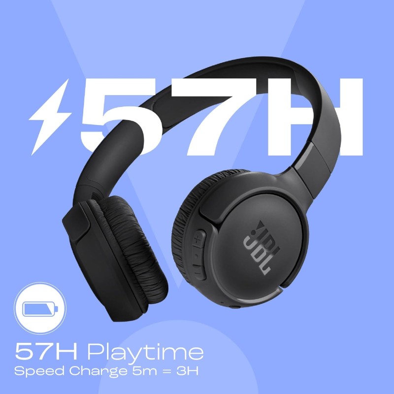 JBL Tune 520BT Wireless Headphones with Mic, Upto 57H Battery, Speed Charge : 5 min Charge Gives up to 3H of Playback, Multipoint Connect, Customizable Bass with Headphones App, BT 5.3 (Black) JBL Tune 520BT Wireless Headphones with Mic, Upto 57H Battery, Speed Charge : 5 min Charge Gives up to 3H of Playback, Multipoint Connect, Customizable Bass with Headphones App, BT 5.3 (Black)