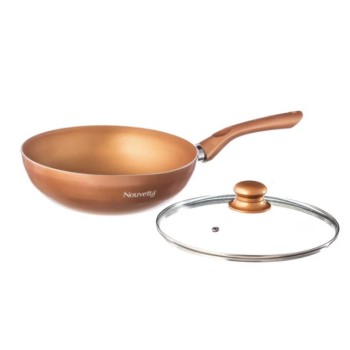 Nouvetta Andria Non-Stick Cookware Set of 5 peices (Dosa Tawa, Kadhai,Frying Pan, Glass Lid,Serving Spoon), Thickness of 3 mm, Copper