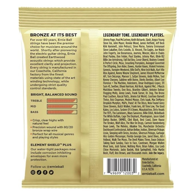 Ernie Ball Earthwood Medium Light 80/20 Bronze Acoustic Guitar Strings - 12-54 Gauge Ernie Ball Earthwood Medium Light 80/20 Bronze Acoustic Guitar Strings - 12-54 Gauge