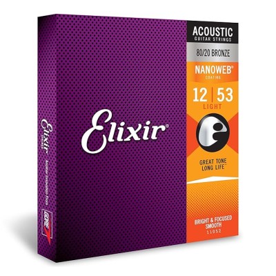 Elixir Light Nanoweb 80/20 Bronze Acoustic Guitar Strings Elixir Light Nanoweb 80/20 Bronze Acoustic Guitar Strings