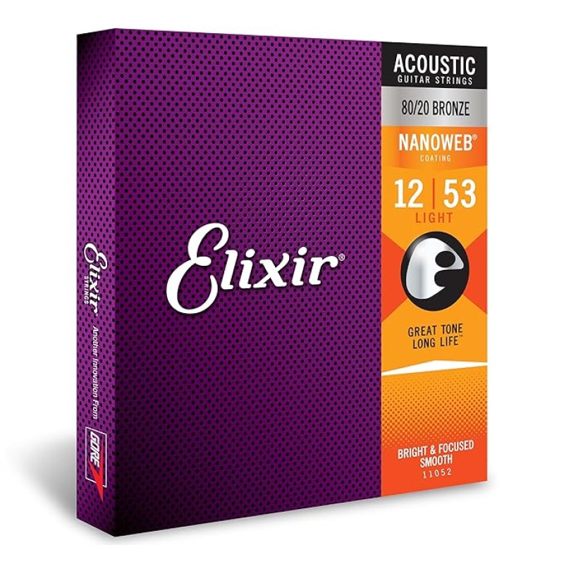 Elixir Light Nanoweb 80/20 Bronze Acoustic Guitar Strings Elixir Light Nanoweb 80/20 Bronze Acoustic Guitar Strings