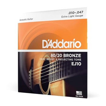 D'Addario EJ10 Bronze Acoustic 10-47 Extra Light Guitar Strings