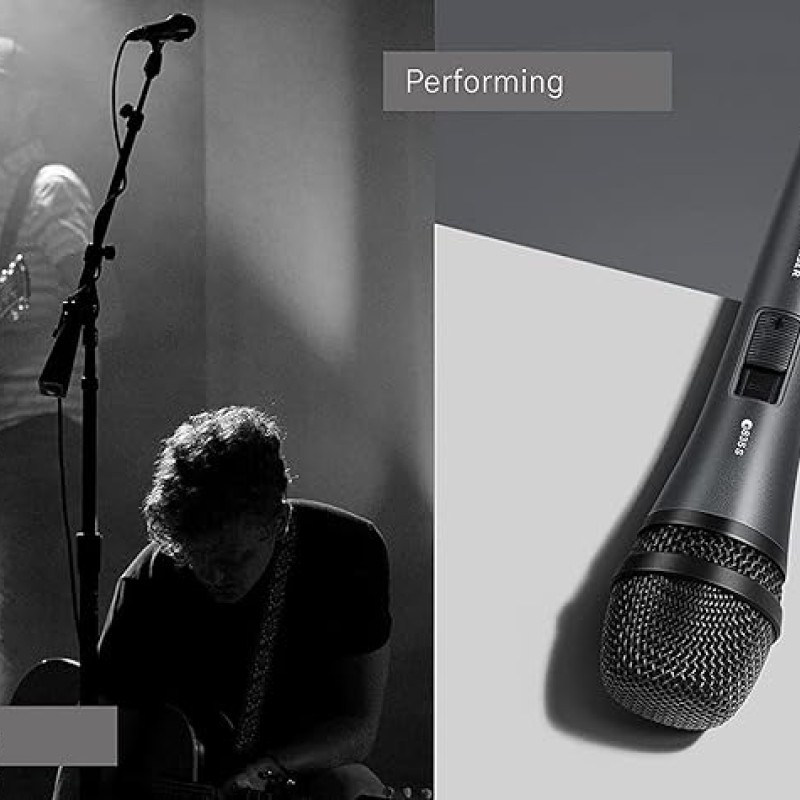 Sennheiser E835-S Dynamic Cardioid Live Handheld vocal Microphone for Vocalist, Singers and Performers.Also used in Home Recording, Semi-Pro Studios and Live Sound (Grey) Sennheiser E835-S Dynamic Cardioid Live Handheld vocal Microphone for Vocalist, Singers and Performers.Also used in Home Recording, Semi-Pro Studios and Live Sound (Grey)