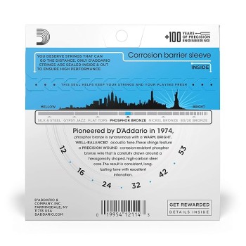 D'Addario EJ16 Acoustic 12-53 Light Guitar Strings