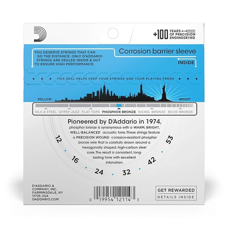 D'Addario EJ16 Acoustic 12-53 Light Guitar Strings D'Addario EJ16 Acoustic 12-53 Light Guitar Strings