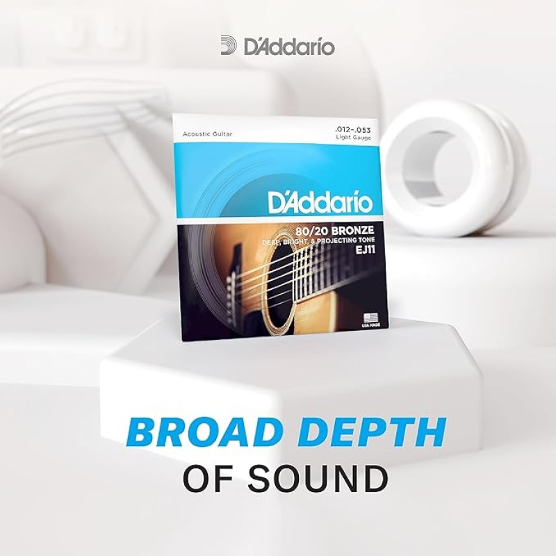 D'Addario EJ11 80/20 Bronze Acoustic Guitar Strings, Light, 12-53 D'Addario EJ11 80/20 Bronze Acoustic Guitar Strings, Light, 12-53