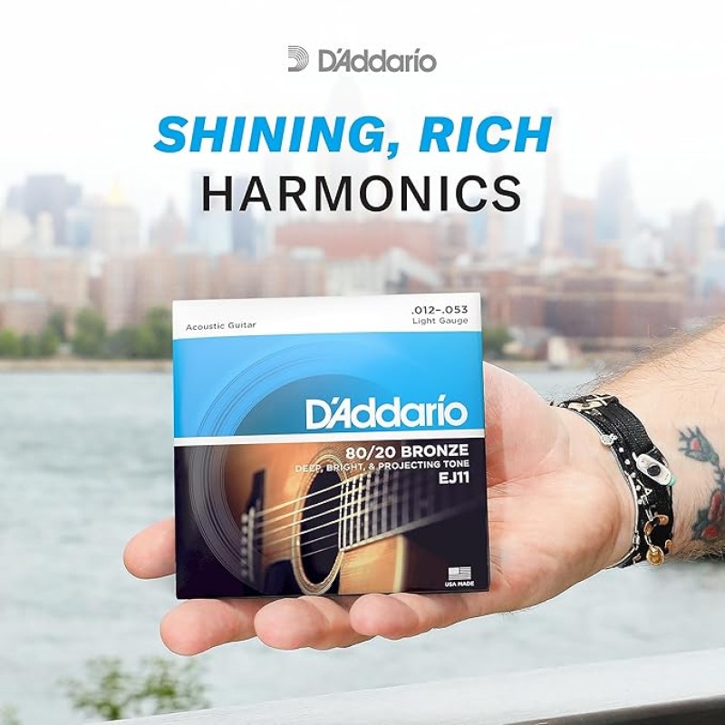 D'Addario EJ11 80/20 Bronze Acoustic Guitar Strings, Light, 12-53 D'Addario EJ11 80/20 Bronze Acoustic Guitar Strings, Light, 12-53