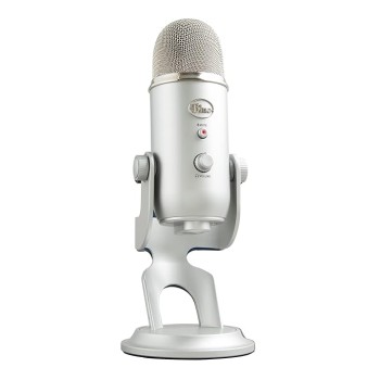 Blue Yeti USB Microphone for Recording, Streaming, Gaming, Podcasting on PC and Mac, Condenser Mic for Laptop or Computer with Blue VO!CE Effects, Adjustable Stand, Plug and Play - Silver